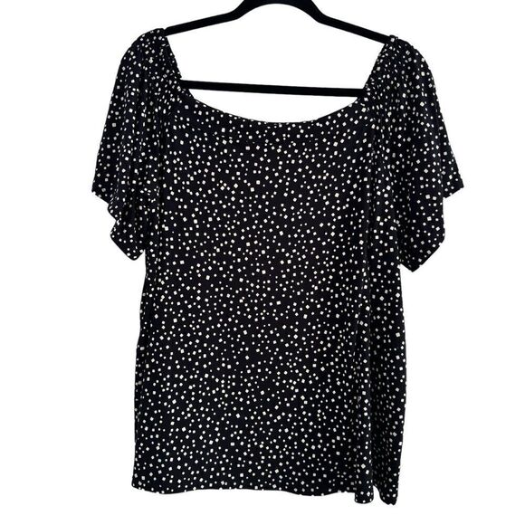J Jill Wearever Collection Black Dot Rayon Spandex Off Shoulder Top Women’s XLP - Picture 1 of 7